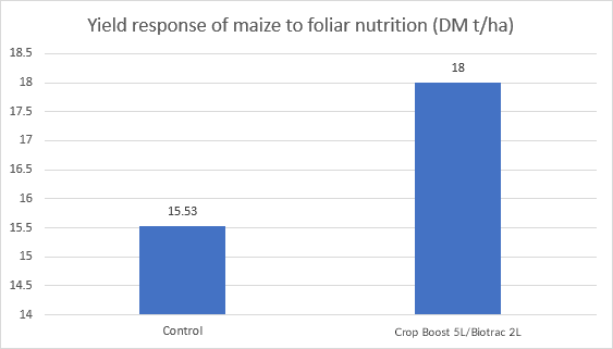 Yield response of maize to foliar nutrition